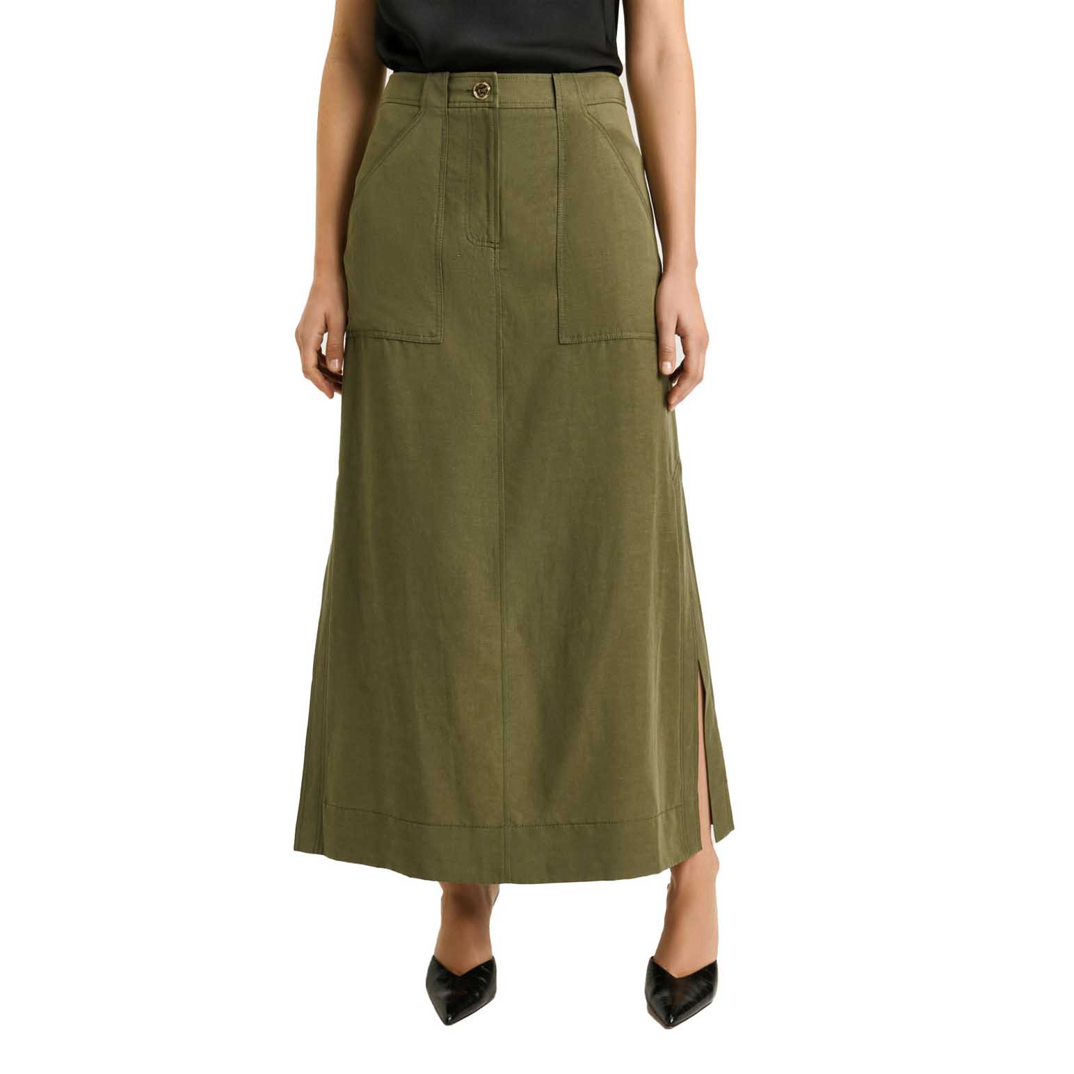 Veronika Maine European Lyocell Linen Cargo Skirt